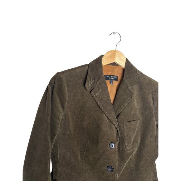 Olive Stretch Corduroy Fitted Blazer Jacket Petite 6P Peplum Back - Picture 7 of 12